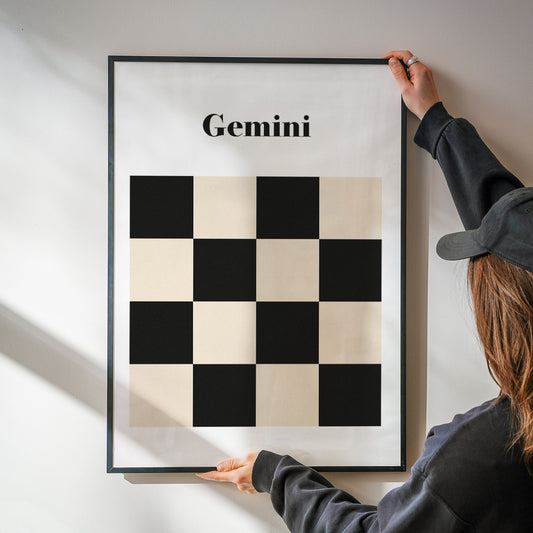 Gemini Zodiac Star Sign Giclée retro Art Print