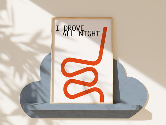 I Drove All Night Roy Orbison Music Inspired Giclée Art Print