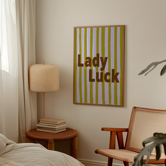 Lady Luck Empowering Striped Retro Art Print