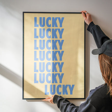 Lucky Lucky Lucky Retro Art Print
