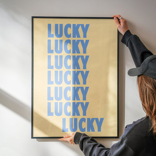 Lucky Lucky Lucky Retro Art Print