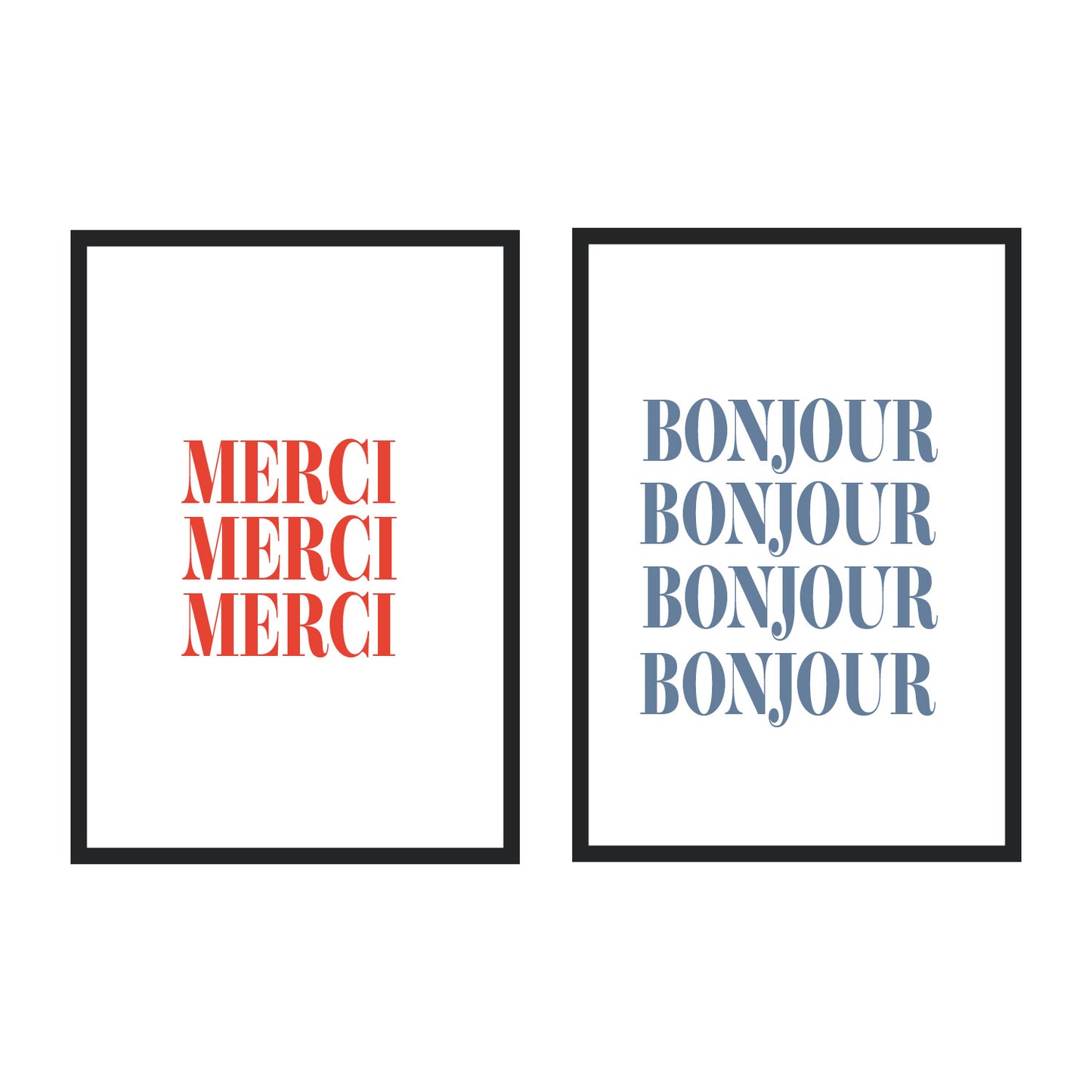 Bonjour And Merci French Giclée Art Print Set