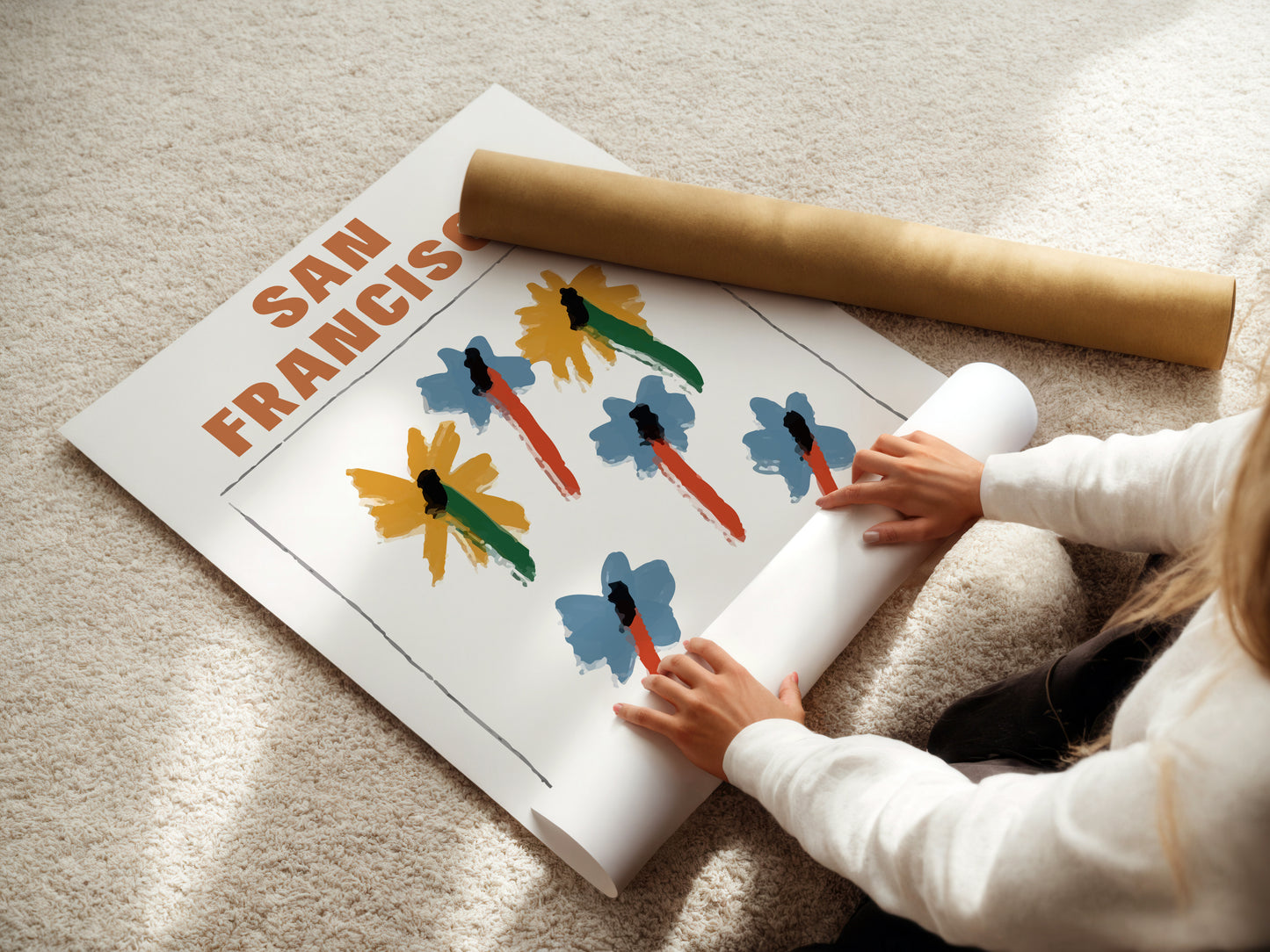 San Francisco flower Giclée retro Art Print