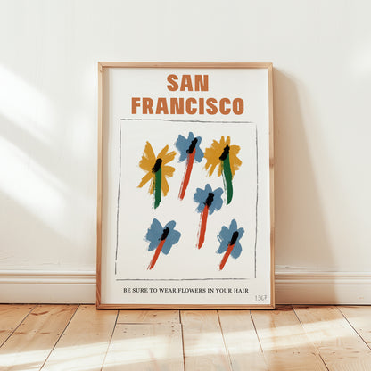 San Francisco flower Giclée retro Art Print