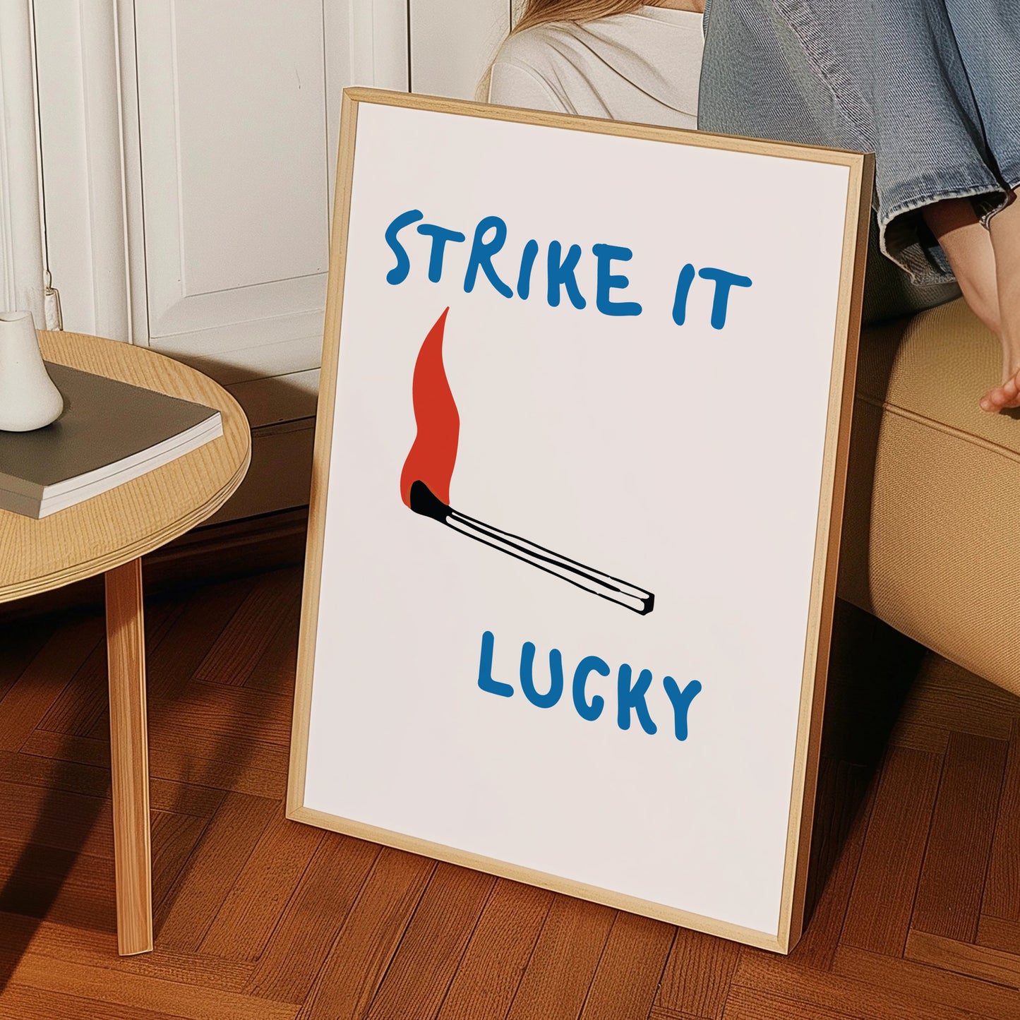 Strike It Lucky retro typography art print with bold vintage-inspired design and colourful nostalgic aesthetic.