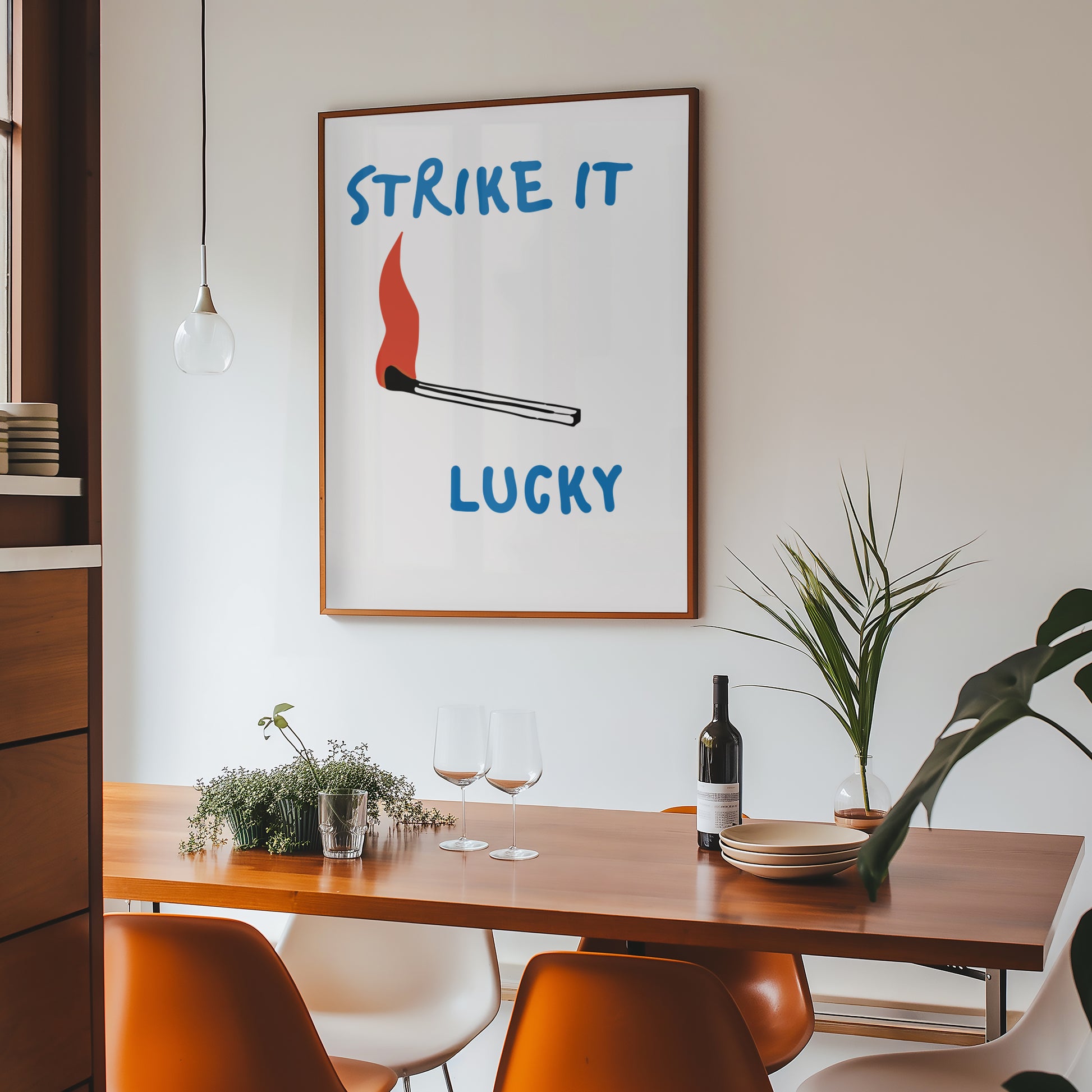 Strike It Lucky retro typography art print with bold vintage-inspired design and colourful nostalgic aesthetic.