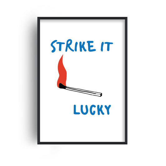 Strike It Lucky retro typography art print with bold vintage-inspired design and colourful nostalgic aesthetic.