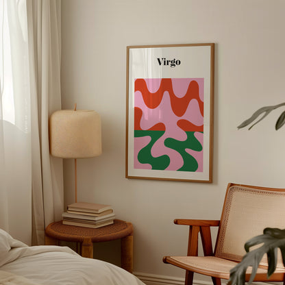 Virgo Zodiac Star Sign Giclée retro Art Print