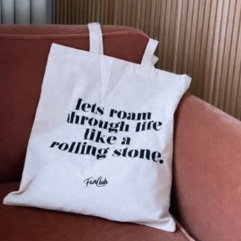 Lets roam through Life like a Rolling Stone cotton retro tote bag
