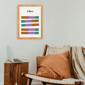 Libra Zodiac Star Sign Giclée retro Art Print