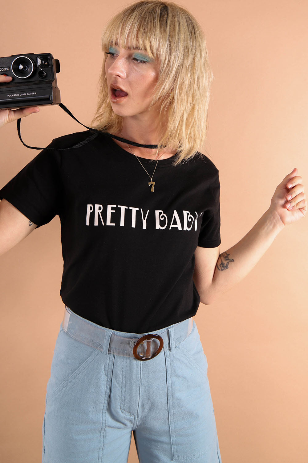 Pretty baby retro slogan t-shirt