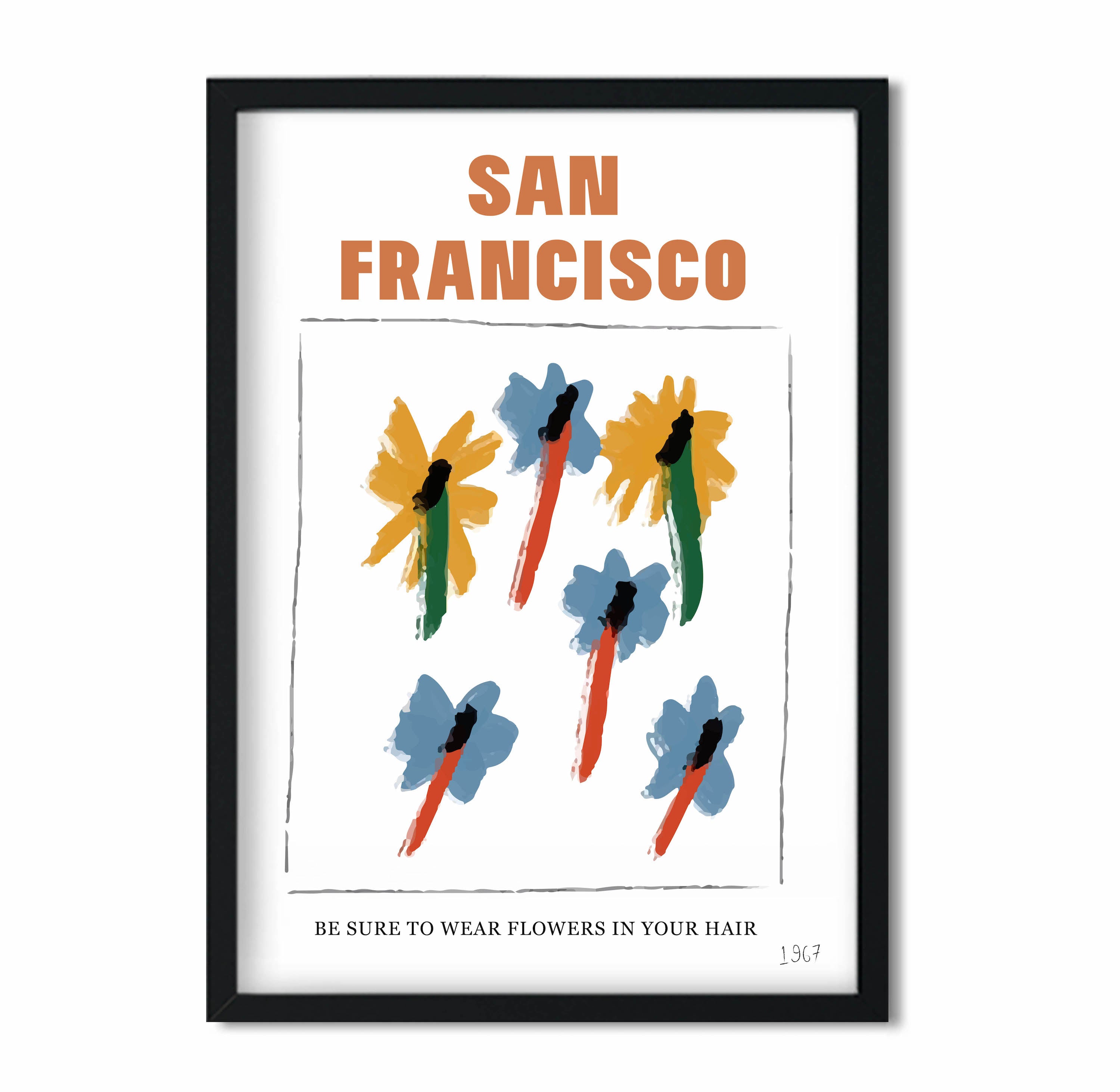 San Francisco flower Giclée retro Art Print
