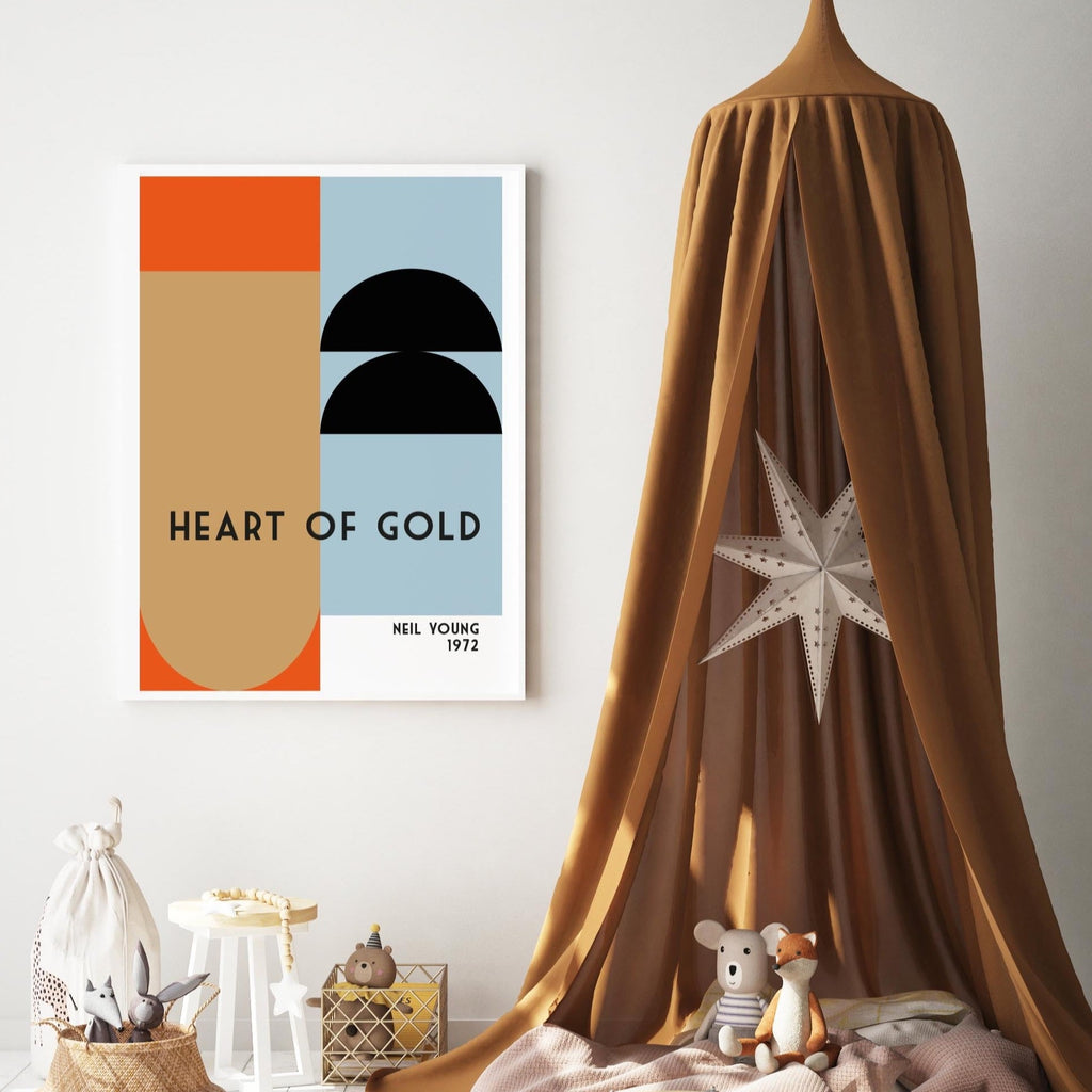 Heart of Gold Retro nursery Giclée retro Art Print