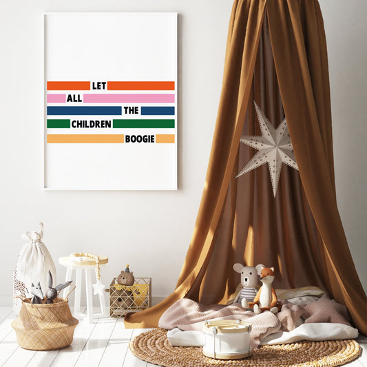 Let All The Children Boogie Retro Nursery Giclée retro Art Print