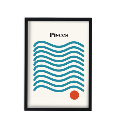Pisces Zodiac Star Sign Giclée retro Art Print
