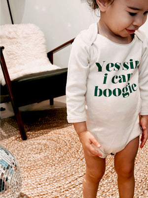 Fancubs Yes sir I can Boogie baby organic cotton long sleeve bodysuit